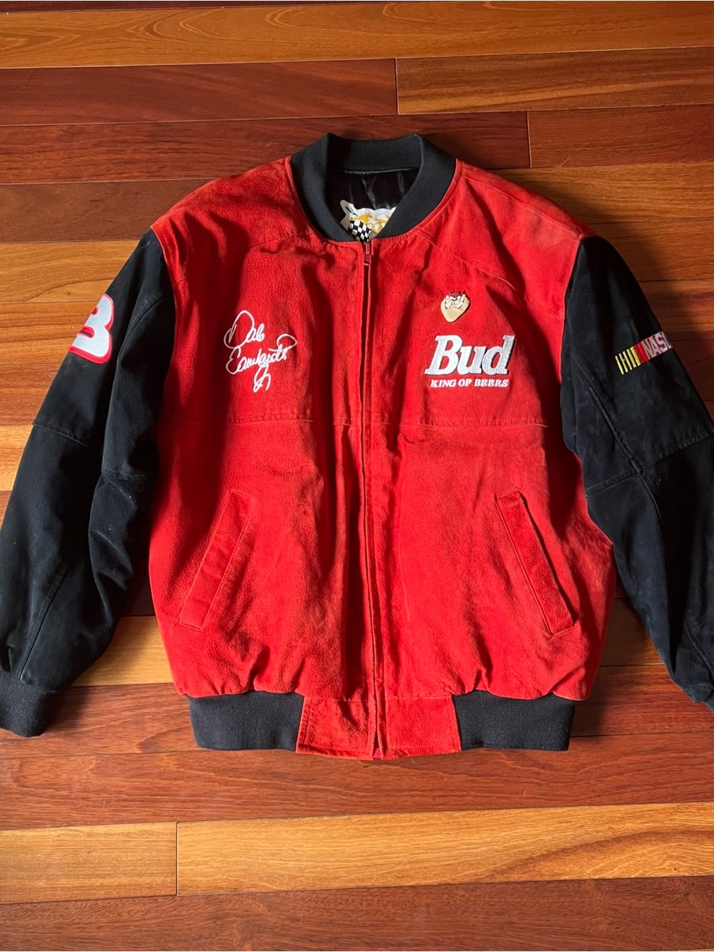 VINTAGE SUEDE NASCAR JEFF HAMILTON DALE EARNHARDT JR BOMBER JACKET